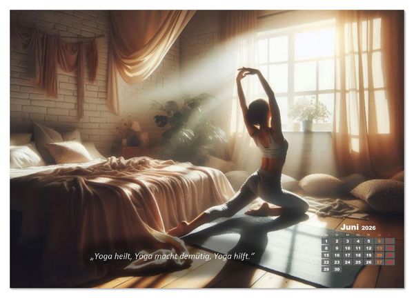 Produktbild: Mit Yoga ins Bett (hochwertiger Premium Wandkalender 2026 DIN A2 quer), Kunstdruck in Hochglanz