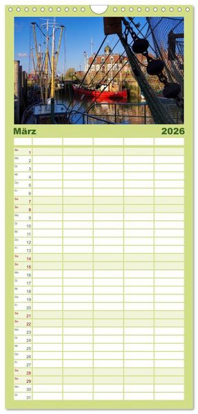 Produktbild: Familienplaner 2026 - Neuharlingersiel - Ostfrieslands sch&ouml;nstes Hafenst&auml;dtchen mit 5 Spalten (Wandkalender, 21 x 45 cm) CALVENDO