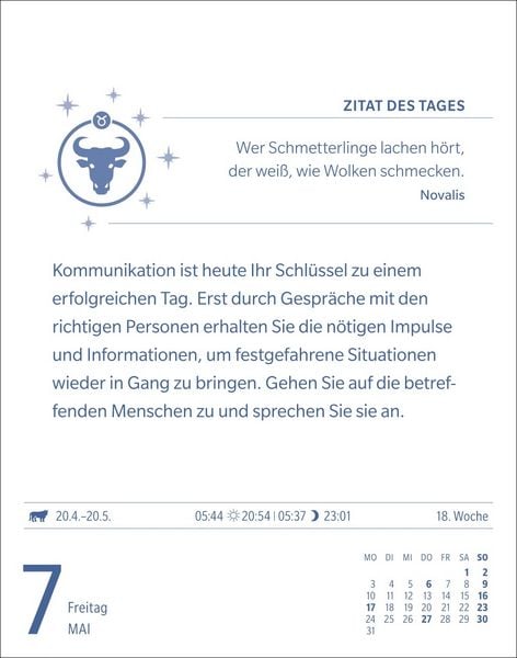 Produktbild: Stier Sternzeichenkalender 2027 - Tagesabrei&szlig;kalender - Ihr Horoskop f&uuml;r jeden Tag