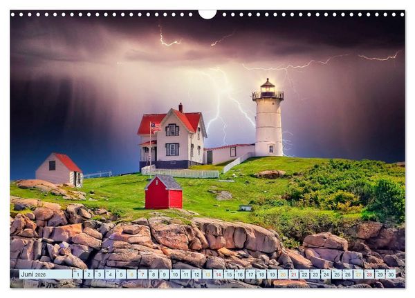Produktbild: Leuchtturm Gewitter (Wandkalender 2026 DIN A3 quer), CALVENDO Monatskalender