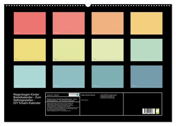 Produktbild: Regenbogen Kinder Bastelkalender - Zum Selbstgestalten - DIY Kreativ-Kalender (Wandkalender 2026 DIN A2 quer), CALVENDO Monatskalender