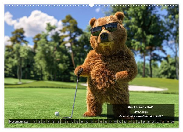 Produktbild: Der tierisch lustige Golfkalender (hochwertiger Premium Wandkalender 2026 DIN A2 quer), Kunstdruck in Hochglanz
