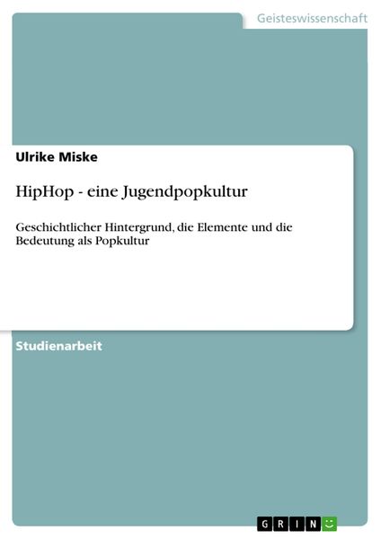 Produktbild: HipHop - eine Jugendpopkultur