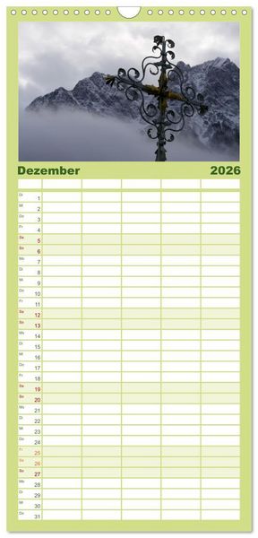 Produktbild: Familienplaner 2026 - Das Zugspitzegebiet mit 5 Spalten (Wandkalender, 21 x 45 cm) CALVENDO