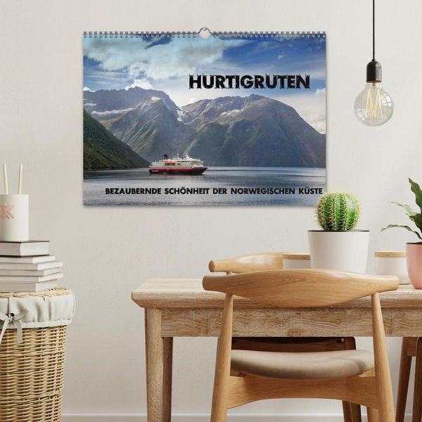 Produktbild: Hurtigruten - Bezaubernde Sch&ouml;nheit der norwegischen K&uuml;ste (Wandkalender 2026 DIN A3 quer), CALVENDO Monatskalender