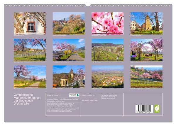 Produktbild: Gimmeldingen - Mandelbl&uuml;tenfest an der Deutschen Weinstra&szlig;e (hochwertiger Premium Wandkalender 2026 DIN A2 quer), Kunstdruck in Hochglanz
