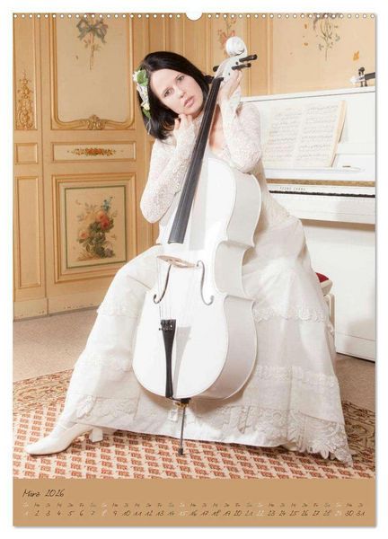 Produktbild: Wei&szlig;es Cello auf Reisen (hochwertiger Premium Wandkalender 2026 DIN A2 hoch), Kunstdruck in Hochglanz