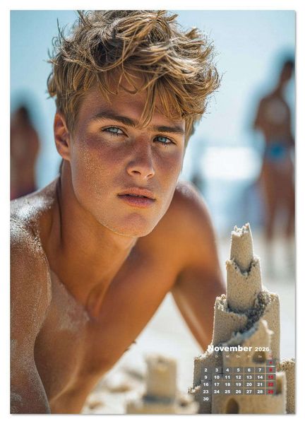 Produktbild: SEXY M&Auml;NNER - Nackte Haut am Strand (hochwertiger Premium Wandkalender 2026 DIN A2 hoch), Kunstdruck in Hochglanz