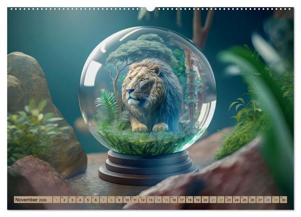 Produktbild: Miniaturwelt in der Glaskugel (hochwertiger Premium Wandkalender 2026 DIN A2 quer), Kunstdruck in Hochglanz