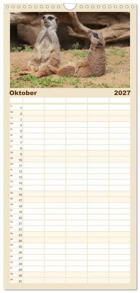 Produktbild: Familienplaner 2027 - Erdm&auml;nnchen mit 5 Spalten (Wandkalender, 21 x 45 cm) CALVENDO