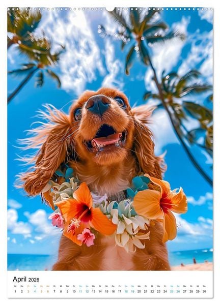 Produktbild: Cavalier King Charles Spaniel - Lustige Weltenreise im Selfie-Modus (hochwertiger Premium Wandkalender 2026 DIN A2 hoch), Kunstdruck in Hochglanz