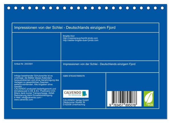 Produktbild: Impressionen von der Schlei - Deutschlands einzigem Fjord (Tischkalender 2026 DIN A5 quer), CALVENDO Monatskalender