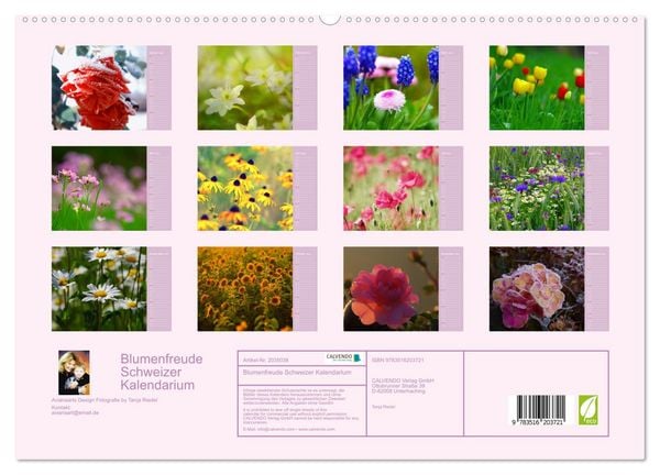 Produktbild: Blumenfreude Schweizer Kalendarium (hochwertiger Premium Wandkalender 2026 DIN A2 quer), Kunstdruck in Hochglanz