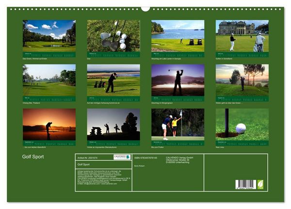 Produktbild: Golf Sport (Wandkalender 2026 DIN A2 quer), CALVENDO Monatskalender