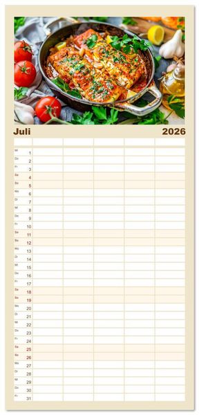 Produktbild: Familienplaner 2026 - Alles Tomate oder was?! - Herzhafte Speisen rund um die Tomate mit 5 Spalten (Wandkalender, 21 x 45 cm) CALVENDO