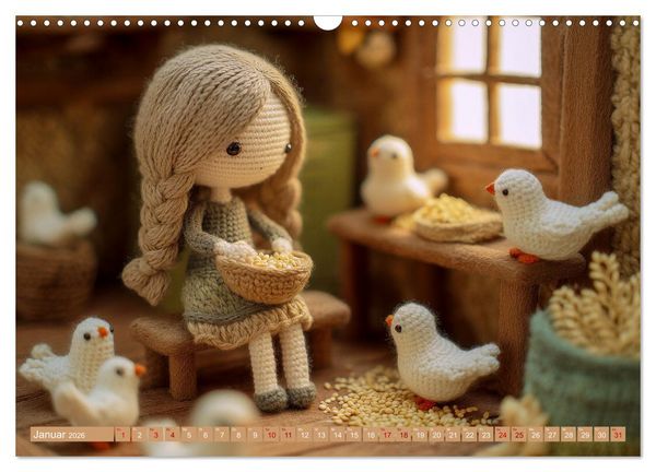 Produktbild: Amigurumi M&auml;rchenstunde nach den Gebr&uuml;dern Grimm (Wandkalender 2026 DIN A3 quer), CALVENDO Monatskalender
