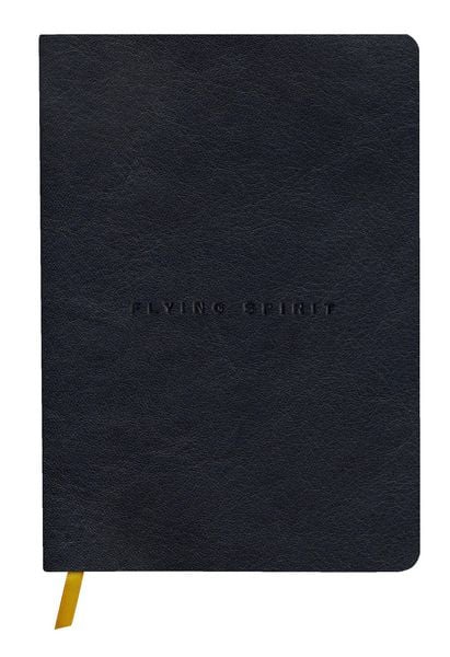 Produktbild: Flying Spirit, Notizbuch A5 mit Fadenbindung und glattem Ledereinband, schwarz, 90 Blatt 90g liniert