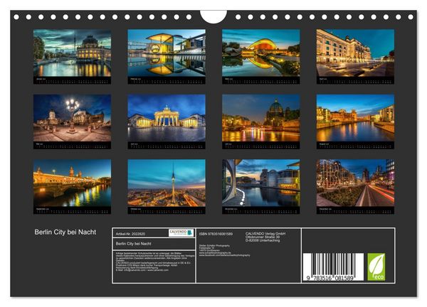 Produktbild: Berlin City bei Nacht (Wandkalender 2026 DIN A4 quer), CALVENDO Monatskalender