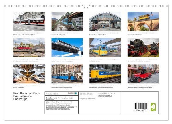 Produktbild: Bus, Bahn und Co. - Faszinierende Fahrzeuge (Wandkalender 2026 DIN A3 quer), CALVENDO Monatskalender
