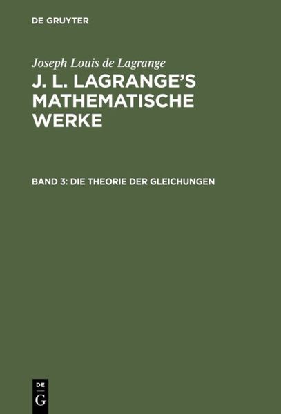 Produktbild: Die Theorie der Gleichungen