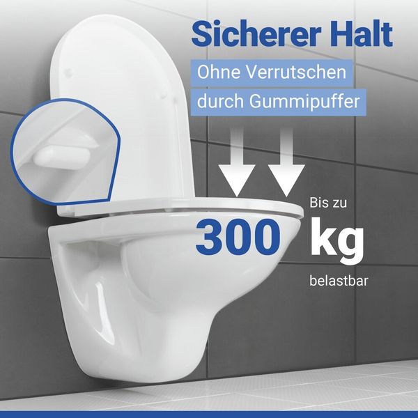 Produktbild: WC Sitz Mod. Palma Wei&szlig;, Toilettendeckel mit Absenkautomatik in D-Form