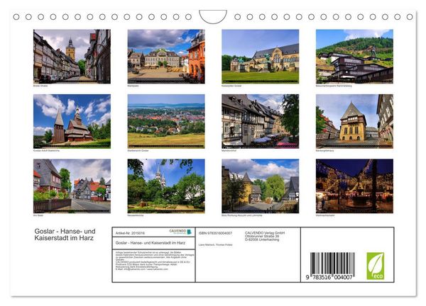 Produktbild: Goslar - Hanse- und Kaiserstadt im Harz (Wandkalender 2026 DIN A4 quer), CALVENDO Monatskalender
