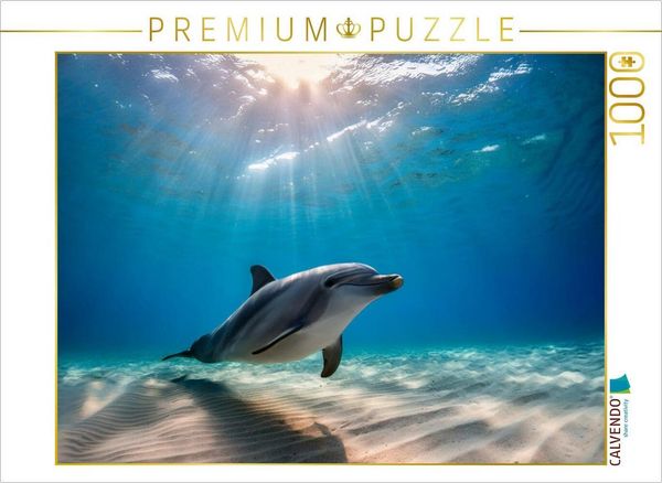 CALVENDO Puzzle Delfin auf dem Boden des Meeres | 1000 Teile Lege-Größe 64 × 48 cm Foto-Puzzle für glückliche Stunden