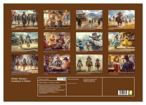 Produktbild: Wilder Westen - Cowboys in Aktion (Wandkalender 2026 DIN A2 quer), CALVENDO Monatskalender