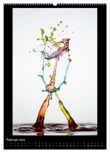Produktbild: Au&szlig;ergew&ouml;hnliche Kunst - Wasser Tropfenfotografie (Wandkalender 2026 DIN A2 hoch), CALVENDO Monatskalender
