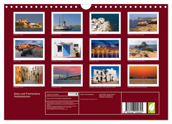 Produktbild: Ibiza und Formentera Impressionen (Wandkalender 2026 DIN A4 quer), CALVENDO Monatskalender