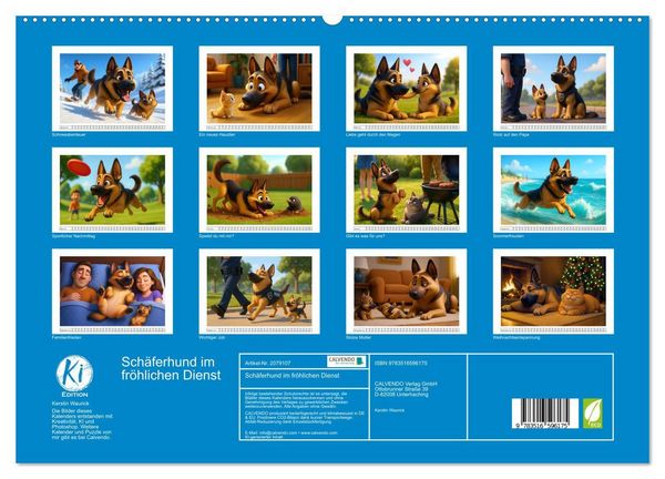 Produktbild: Sch&auml;ferhund im fr&ouml;hlichen Dienst (hochwertiger Premium Wandkalender 2026 DIN A2 quer), Kunstdruck in Hochglanz