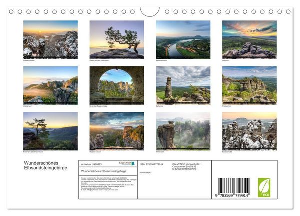 Produktbild: Wundersch&ouml;nes Elbsandsteingebirge (Wandkalender 2027 DIN A4 quer), CALVENDO Monatskalender