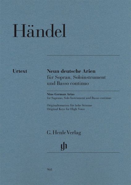 Produktbild: Georg Friedrich H&auml;ndel - Neun deutsche Arien f&uuml;r Sopran, Soloinstrument und Basso continuo