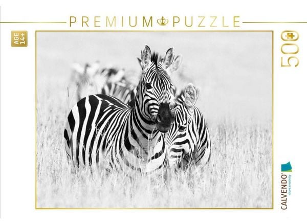CALVENDO Puzzle Ein Motiv aus dem Kalender Emotionale Momente: Zebras - black and white. | 500 Teile Lege-Größe 48 × 36 cm Foto-Puzzle für Erwachsene
