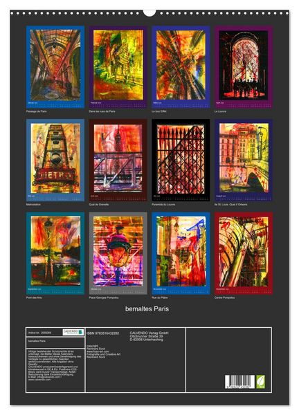 Produktbild: bemaltes Paris (Wandkalender 2026 DIN A2 hoch), CALVENDO Monatskalender