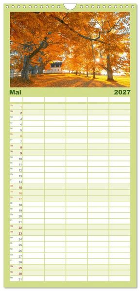 Produktbild: Familienplaner 2027 - Neu England, Indian Summer mit 5 Spalten (Wandkalender, 21 x 45 cm) CALVENDO