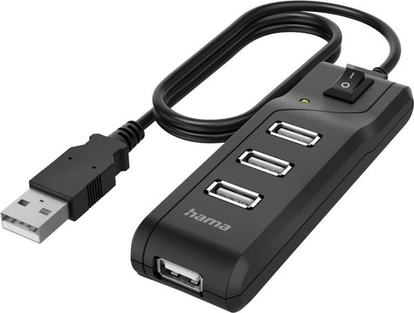 Hama 00200118 USB-Hub 4 Port USB-A USB 2.0 480MBit/s Schwarz