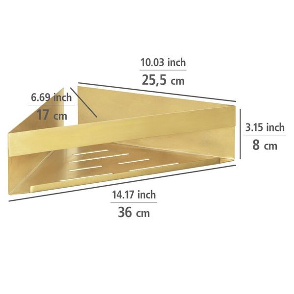 Produktbild: Turbo-Loc&reg; Eckablage Mod. Genova Gold Matt, befestigen ohne Bohren mit Spezial-Klebepad