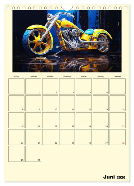 Produktbild: Custom Motorcycle Paintings (Wandkalender 2026 DIN A4 hoch), CALVENDO Monatskalender