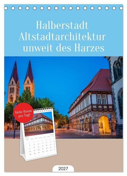 Produktbild: Tischplaner 2027 - Halberstadt Altstadtarchitektur unweit des Harzes (A5 Tischkalender zum Aufstellen) CALVENDO