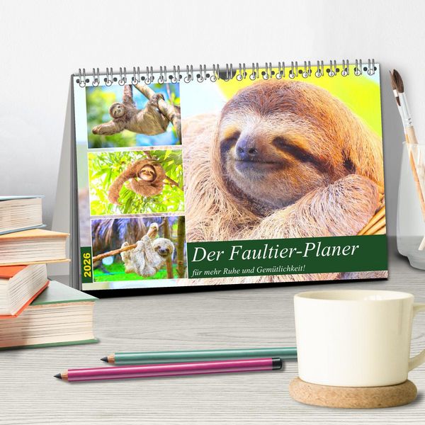 Produktbild: Der Faultier-Planer f&uuml;r mehr Ruhe und Gem&uuml;tlichkeit! (Tischkalender 2026 DIN A5 quer), CALVENDO Monatskalender