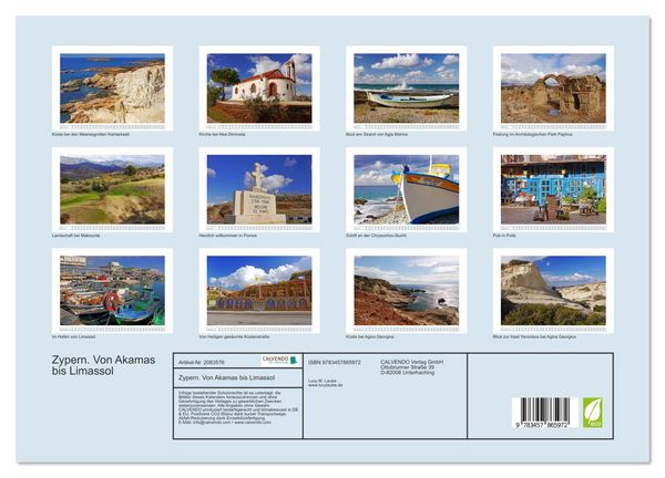 Produktbild: Zypern. Von Akamas bis Limassol (Wandkalender 2026 DIN A3 quer), CALVENDO Monatskalender