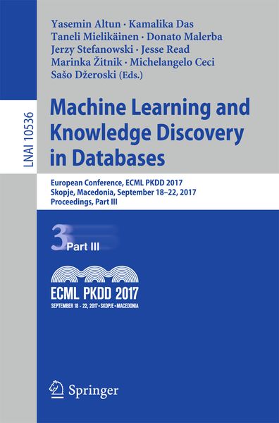 Produktbild: Machine Learning and Knowledge Discovery in Databases