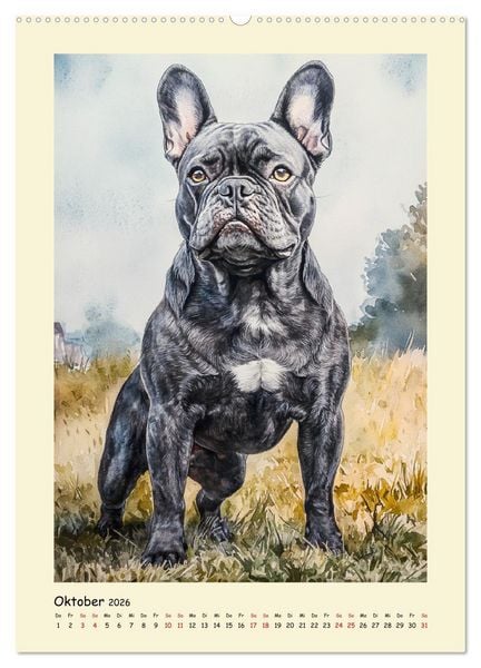 Produktbild: Charmante Bulldoggen. Franz&ouml;sische Lebensfreude auf vier Pfoten (Wandkalender 2026 DIN A2 hoch), CALVENDO Monatskalender