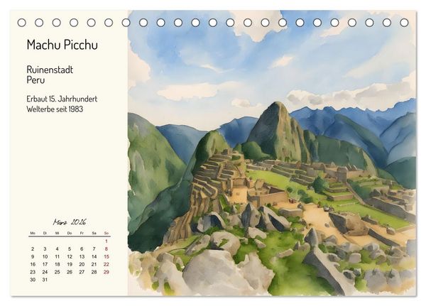 Produktbild: Welterbest&auml;tten von der Antike bis in die Neuzeit (Tischkalender 2026 DIN A5 quer), CALVENDO Monatskalender