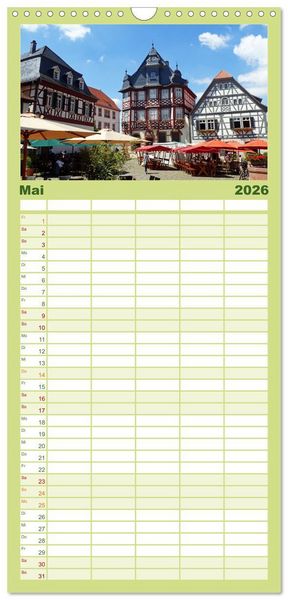 Produktbild: Familienplaner 2026 - Liebliche Bergstra&szlig;e - Burgen, Wein und Fachwerk mit 5 Spalten (Wandkalender, 21 x 45 cm) CALVENDO