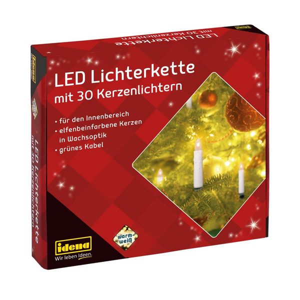Produktbild: Idena Lichterkette Kerzenlichter 30 LED warmwei&szlig; f&uuml;r Innen