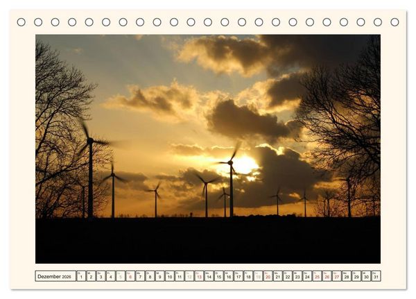 Produktbild: Windkraft in der Landschaft Ostfrieslands (Tischkalender 2026 DIN A5 quer), CALVENDO Monatskalender
