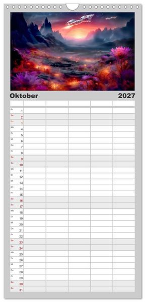 Produktbild: Familienplaner 2027 - Extraterrestrisch - Auf fremden Planeten mit 5 Spalten (Wandkalender, 21 x 45 cm) CALVENDO