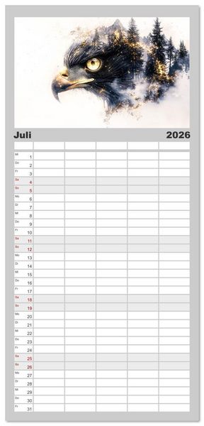 Produktbild: Familienplaner 2026 - W&auml;chter des Zauberwaldes mit 5 Spalten (Wandkalender, 21 x 45 cm) CALVENDO